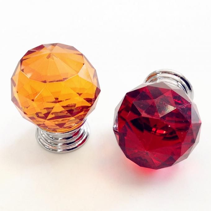 Вытяните кнопок страза ручки ручки апельсин кристаллических красный или прозрачный для мебели